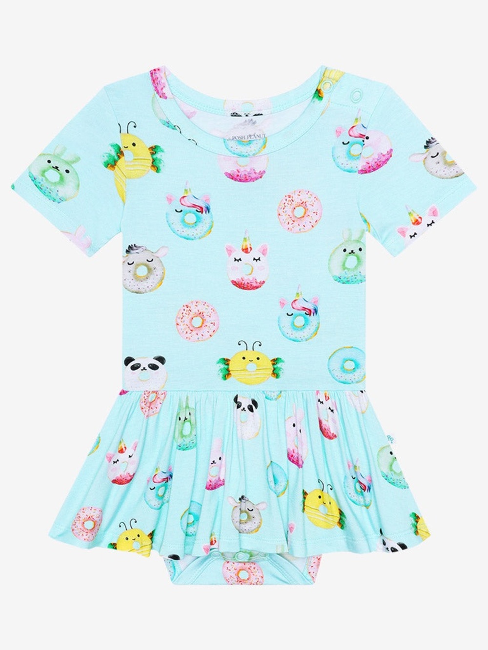 Posh Peanut Short Sleeve Basic Twirl Skirt Bodysuit - Donuts 18-24M